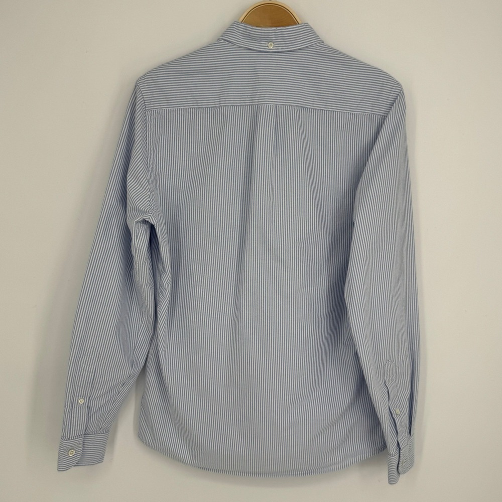 ASKET The Oxford Shirt Small Long Blue Stripe Button Down Organic Preppy Minimal - Picture 8 of 14